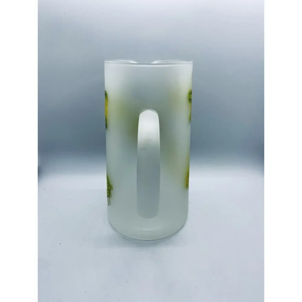 Darlington Designs Frosted Glass Jug Turtles Frogs Design Vintage MCM Feel